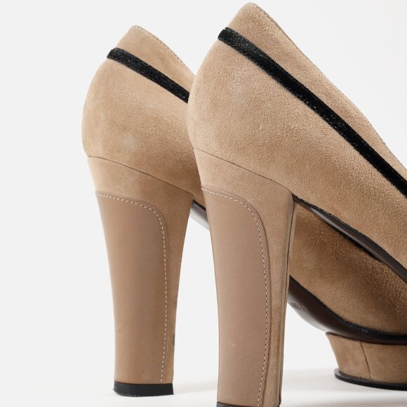 Fendi Brown Suede Platform Bow Pump - Picture 8 of 9